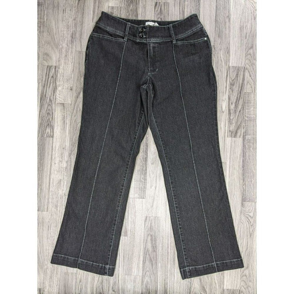 Venezia Womens Size 16 Pockets Straight Leg Black Grey Denim Jeans